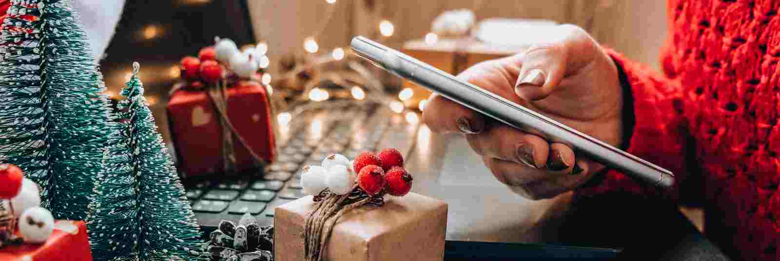 Holiday Shopping with phone and computer