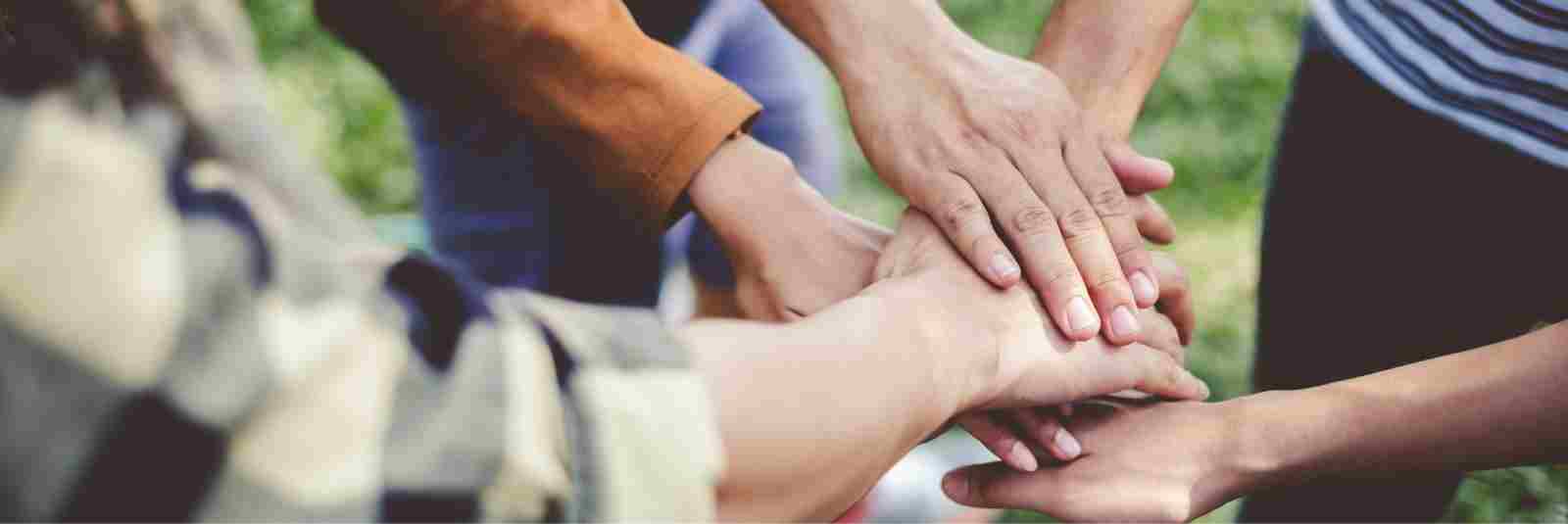 Teamwork with hands together