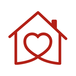 a house with a heart red icon