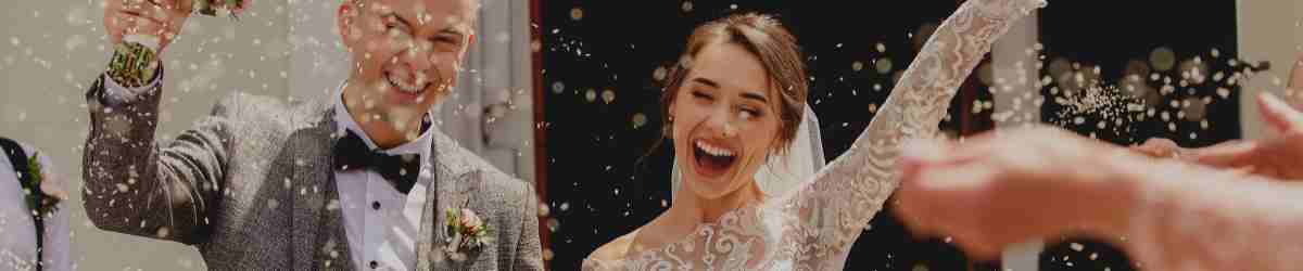 Couple leaving the church married