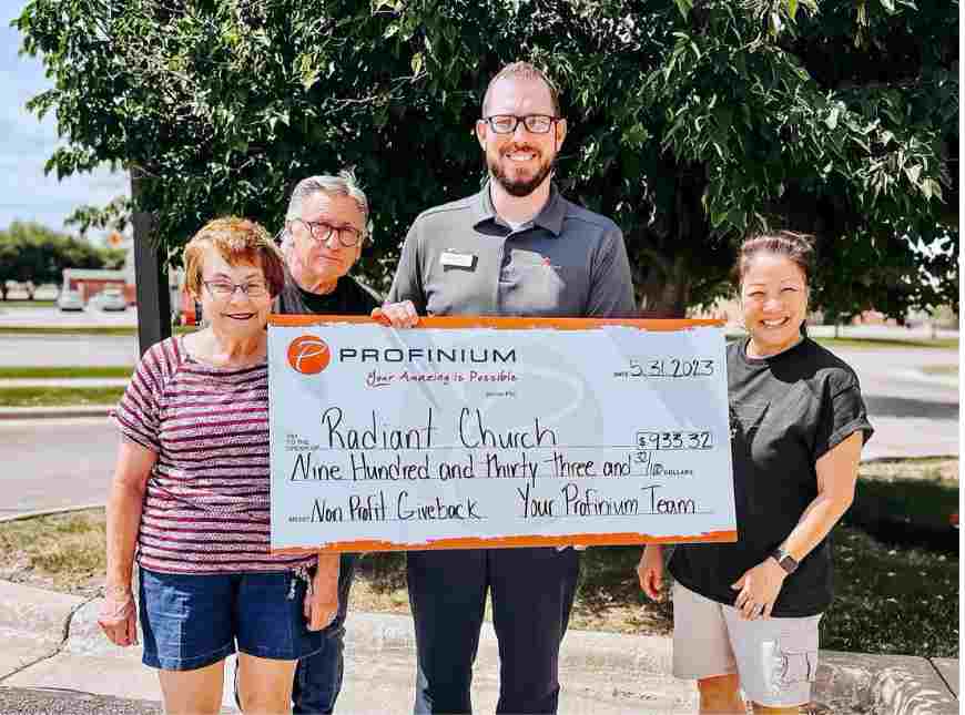 Radiant church donation check