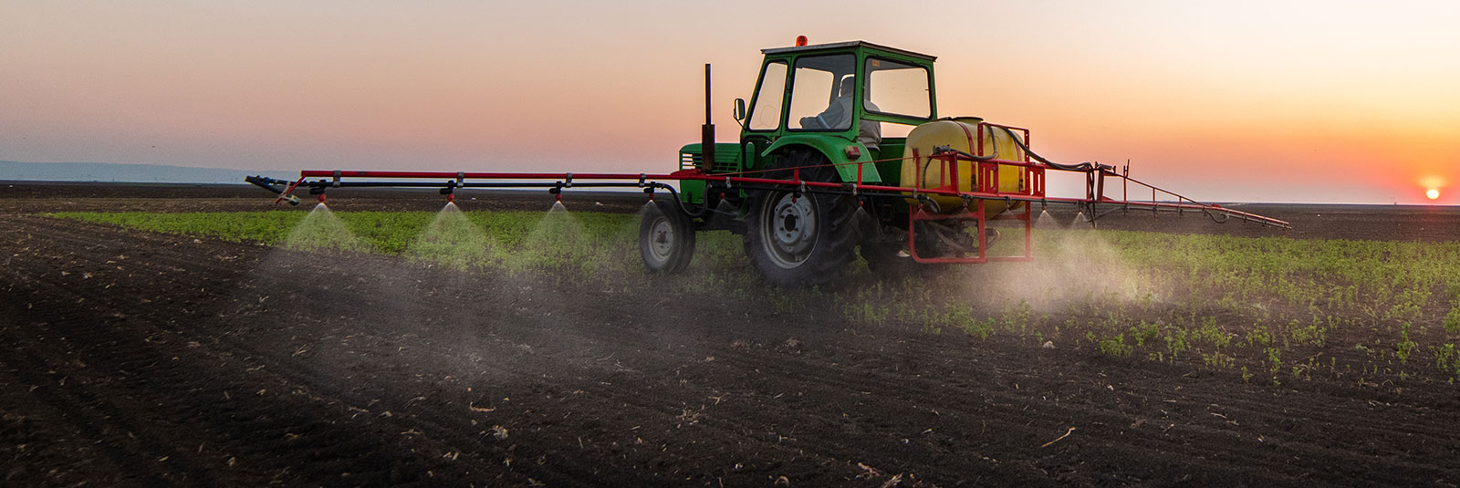 Tractor in soybean field